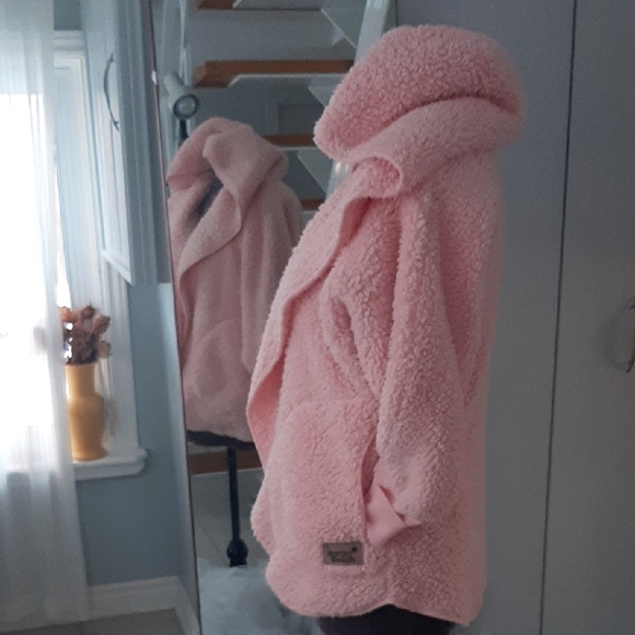 NORDIC BEACH💗BABY PINK Hooded SHERPA Cozy Teddy Jacket ONE SIZE - Picture 3 of 7